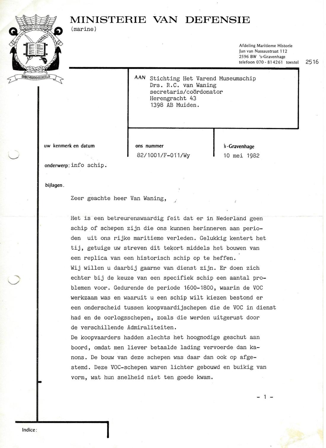 19820510 van MinDef Bureau Maritieme Historie pag1